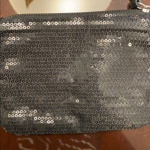 Black small sequin zipper pouch